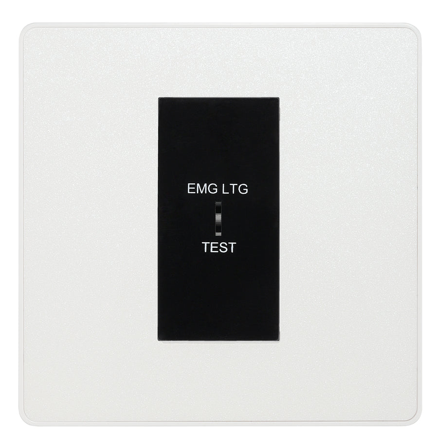 BG Evolve Pearlescent White 20AX 2 Way Emergency Lighting Test Key Switch - Key Included - Black Insert