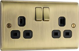 BG NAB22B Nexus Metal Antique Brass 2 Gang 13A Switched Socket