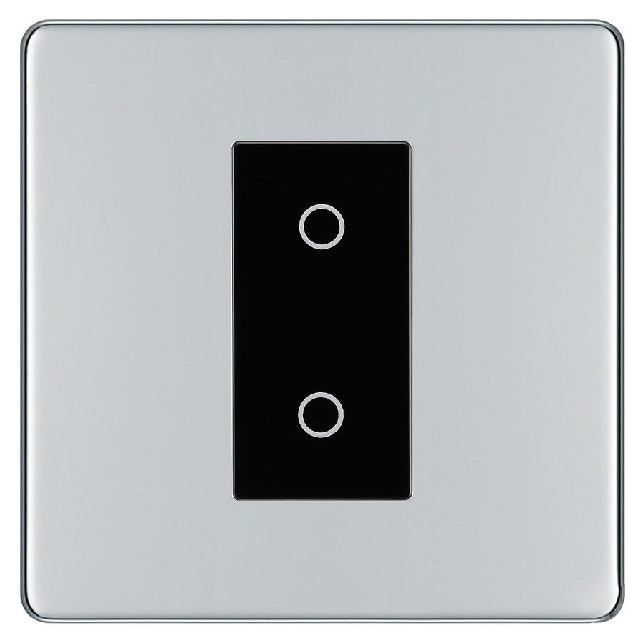 BG Nexus Screwless Polished Chrome Single Master Touch Dimmer Switch - Black Insert