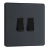 BG Evolve Matt Grey 20A 16AX Double Light Switch PCDMG42B with 25mm Steel Back Box
