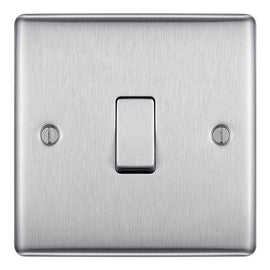 BG NBS13 Nexus Metal Brushed Steel 1 Gang 10A 10AX Intermediate Plate Switch