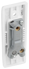 BG 849 White Round Edge 10A Single Architrave Switch marked PRESS 1 Way
