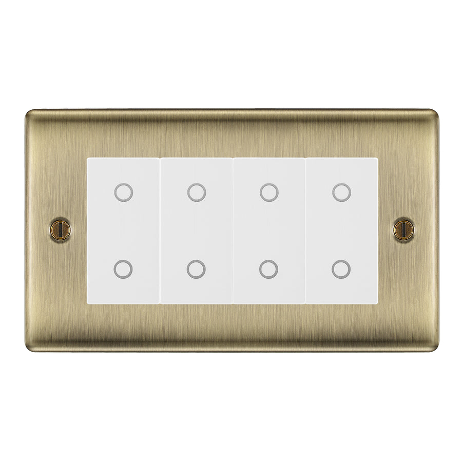 BG Nexus Antique Brass Quad Secondary Touch Dimmer Switch - White Insert
