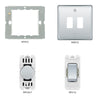 BG Polished Chrome 2 Gang Light Switch 1x Dual Mode LED Dimmer 1x 2 Way Custom Switch