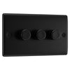 BG Nexus Matt Black 200W 2 Way Triple Trailing Edge Dimmer Switch NFB83 with 25mm Steel Back Box