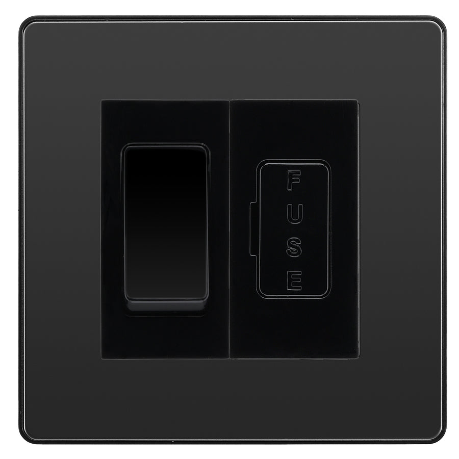 BG Evolve Black Chrome 2 Way Light Switch & 13A Fused Spur Plate | Black Insert