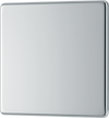 FPC94 Front - This screwless polished chrome single blank plate from British General is ideal for covering unused electrical connections and has a slim clip-on/off front plate for a luxurious finish.