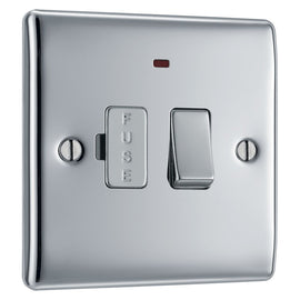 BG Nexus Metal Polished Chrome 13A Neon Fused Connection Switched NPC52 with 25mm Steel Back Box