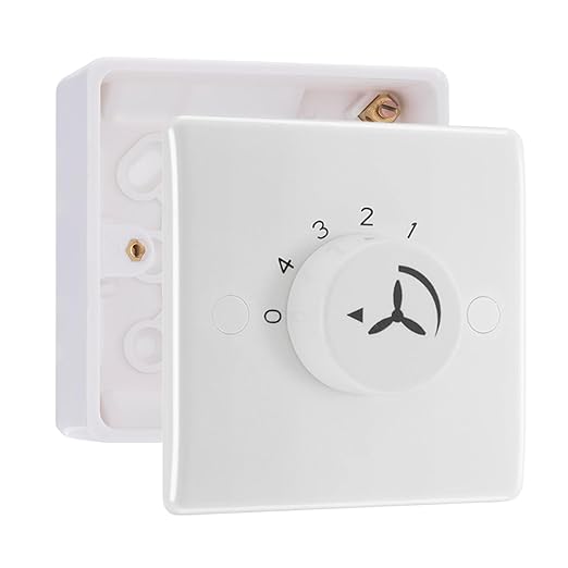 BG Electrical 1 Gang 100W Fan Controller White Moulded & 32mm Pattress Back Box