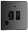 PCDBC52B Front - This Evolve Black Chrome 13A fused and switched connection unit from British General with power indicator provides an outlet from the mains containing the fuse, ideal for spur circuits and hardwired appliances.