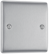 NBS94 Front - This premium brushed steel finish single blank plate from British General is ideal for covering unused electrical connections and has a sleek and slim profile, with softly rounded edges and an anti-fingerprint lacquer to reduce unsightly fingerprint marks.