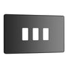 BG Evolve Black Chrome 3 Gang Light Switch 1x Dual Mode LED Dimmer 2x 2 Way Custom Switch