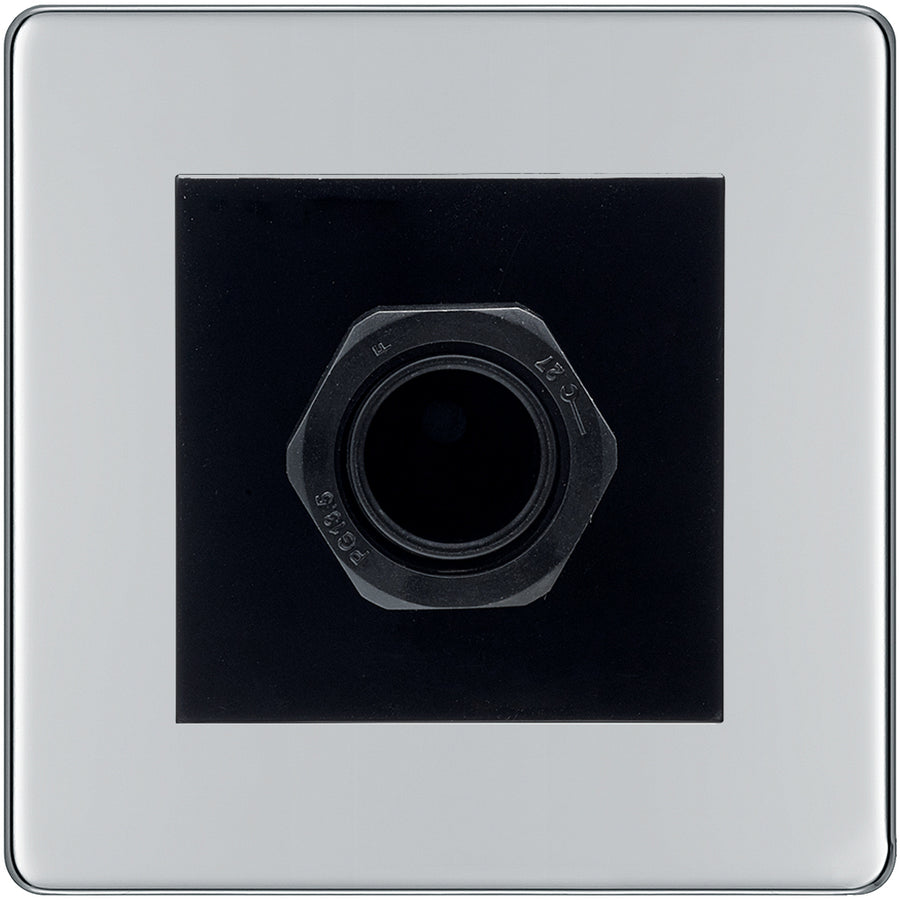 BG Screwless Polished Chrome 45A Flex Outlet Euro Module | Black Insert