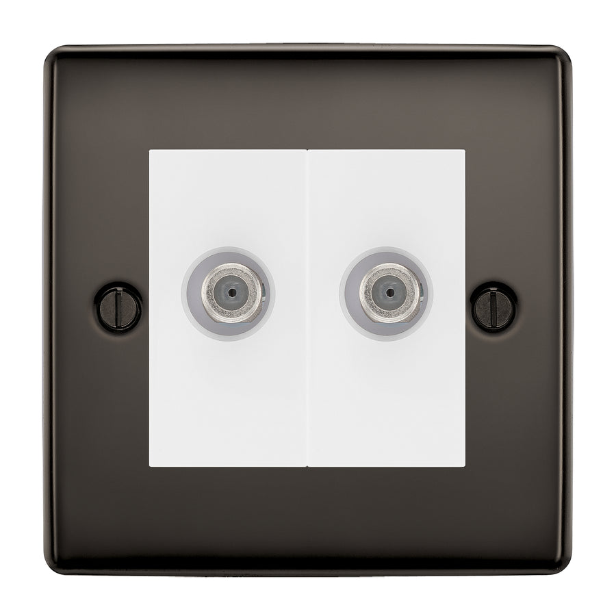 BG Nexus Metal Black Nickel Double Satellite Socket NBN642W