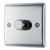 BG Nexus Polished Chrome 200W 2 Way Single Trailing Edge Dimmer Switch NPC81 with 25mm Steel Back Box