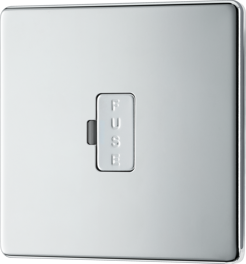 BG Electrical FPC54 Nexus Screwless Flat-Plate Unswitched Fused Connection Spur Unit Polished Chrome 13A