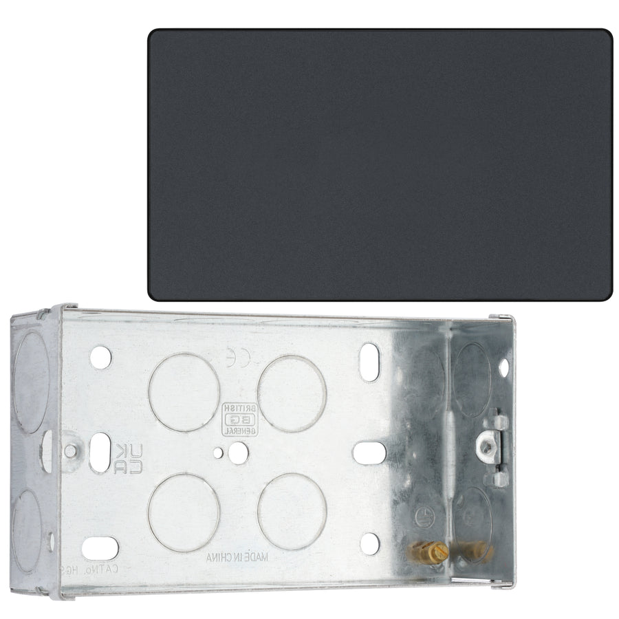 BG Evolve Matt Grey Double Blank Plate PCDMG95B with 35mm Steel Back Box