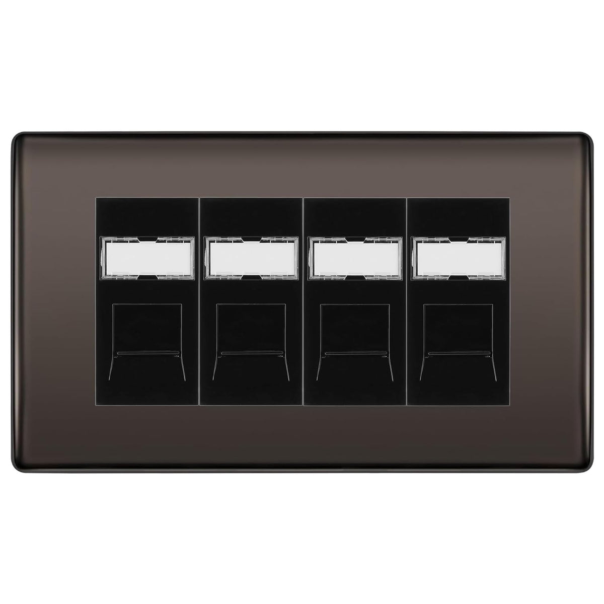 BG Nexus Black Nickel 4 Gang RJ45 Cat6 Data Socket Outlet Black Inserts ...