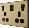 BG Evolve PCDSB22UAC22B 13A Double Switched Socket + USB A+C (22W) - Satin Brass