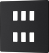 BG RPCDMB6B Evolve Grid Matt Black 6 Module Square Front Plate - Black Trim