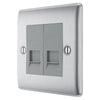 BG NBSBTS2 Nexus Metal Brushed Steel 2 Gang Slave Telephone Socket