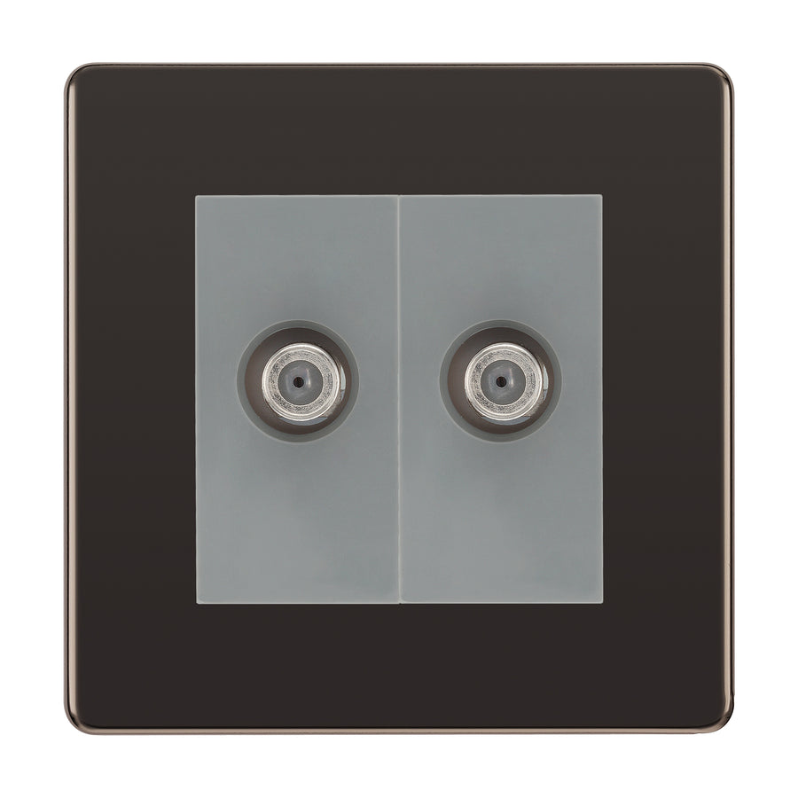 BG Screwless Black Nickel Double Satellite Socket FBN642G