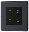 BG Evolve PCDMGTDM2B Matt Grey 2 Gang 200W Edge Dimmer - Black Insert