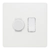 BG Evolve Pearlescent White 2 Gang Light Switch 1x Trailing Edge LED Dimmer 1x 2 Way Custom Switch