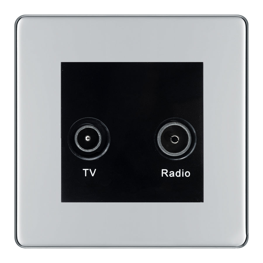 BG Screwless Polished Chrome TV & FM Socket FPC66B