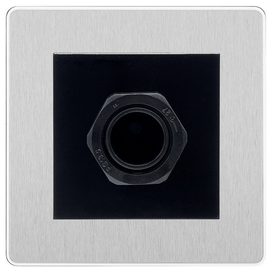 BG Evolve Brushed Steel 45A Flex Outlet Euro Module | Black Insert