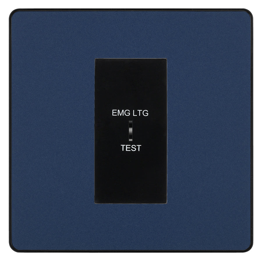 BG Evolve Matt Blue 20AX 2 Way Emergency Lighting Test Key Switch - Key Included - Black Insert