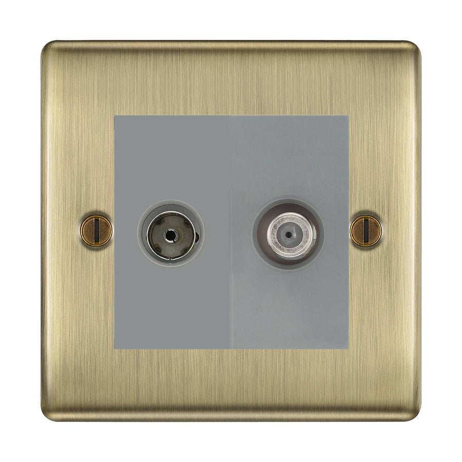 BG Nexus Metal Antique Brass TV & Satellite Socket NAB65G