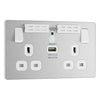 BG Evolve Brushed Steel 13A Double USB Socket with WiFi Extender PCDBS22UWRW with 25mm Steel Back Box