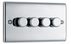 NPC84 Front - This trailing edge quadruple dimmer switch from British General allows you to control your light levels and set the mood. The intelligent electronic circuit monitors the connected load and provides a soft-start with protection against thermal.