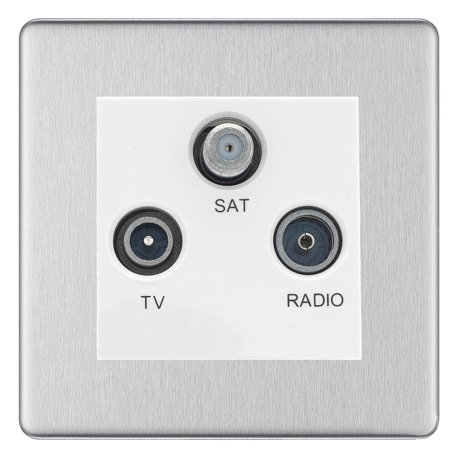 BG Nexus Screwless Brushed Steel TV/FM/SAT Socket FBS67W