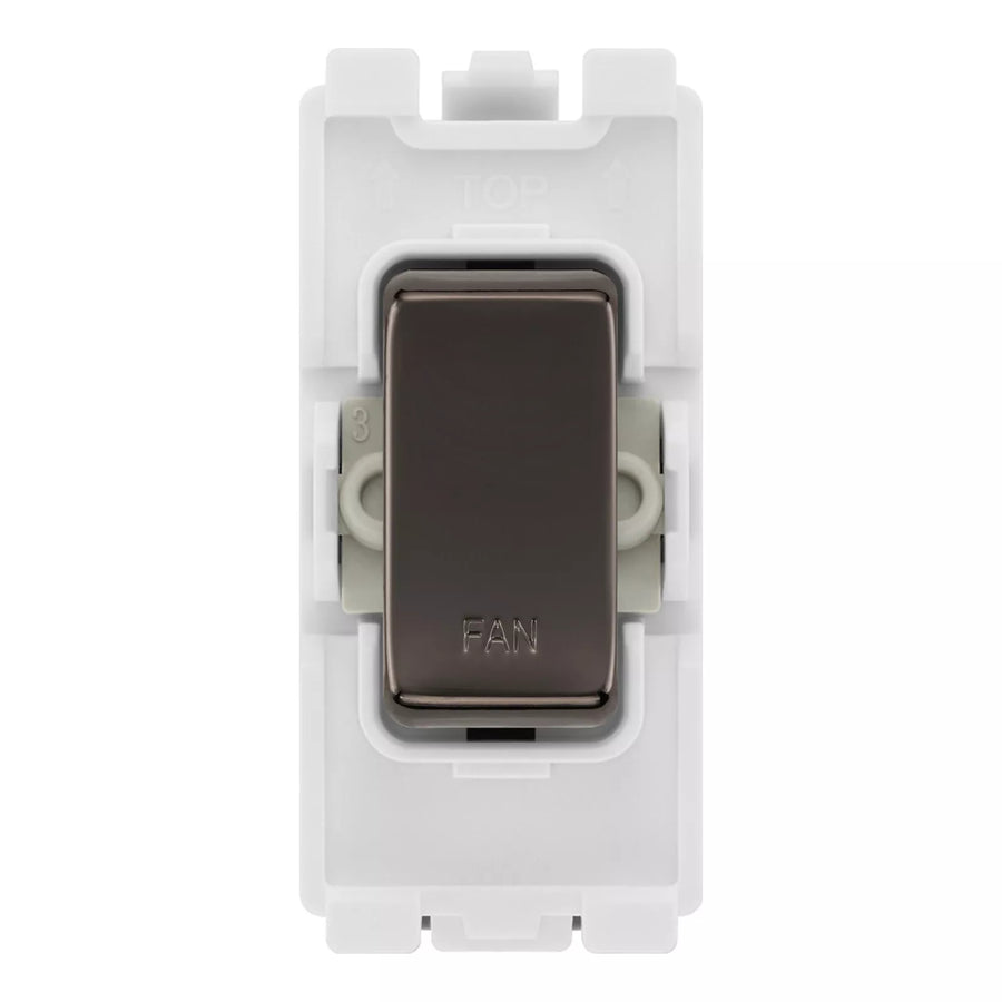 BG RRFNBN Black Nickel 20 Amp Double Pole Appliance Grid Switch Labelled Fan