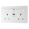 BG Evolve Pearlescent White 13A Double USB Socket with WiFi Extender PCDCL22UWRW with 25mm Steel Back Box
