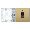 BG Evolve Satin Brass 20A 2 Pole LED Switch PCDSB31B with 25mm Steel Back Box