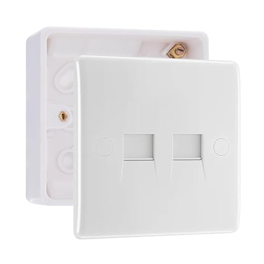BG Electrical Double Slave Telephone Socket (Screw) & 32mm Pattress Back Box