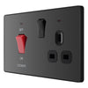 BG Evolve Black Chrome 45A Switch 13A Switched Socket Cooker Control Unit PCDBC70B with 35mm Steel Back Box