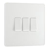 BG Evolve Pearlescent White 20A 16AX 2-Way Triple Light Switch PCDCL43W with 35mm Steel Back Box