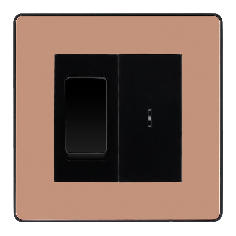 BG Evolve Polished Copper 20A Secret Key Switch with 20A Double Pole Switch - Black Insert
