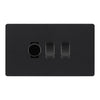 BG Evolve Matt Black 3 Gang Switch 1x Trailing Edge LED Dimmer 2x Intermediate Custom Grid Switch