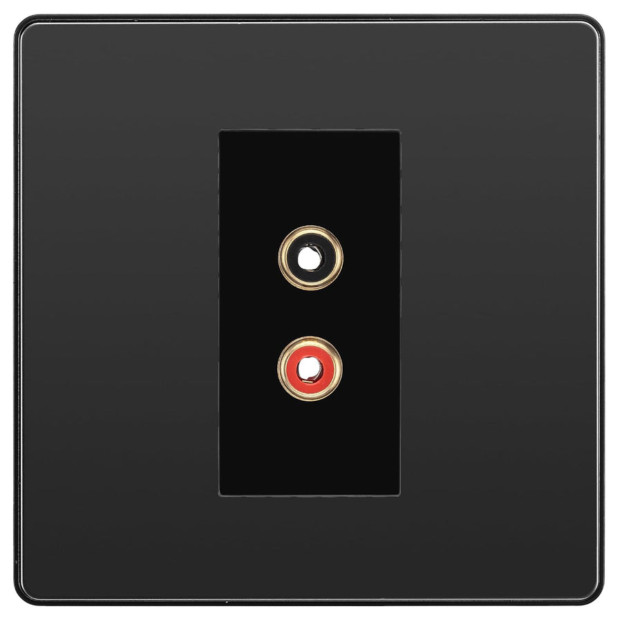 BG Evolve Black Chrome Euro Module RCA X 2 Outlet PCDBCRCA2B