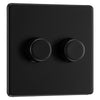 BG Screwless Matt Black 200W 2 Way Double Trailing Edge Dimmer Switch FFB82 with 35mm Steel Back Box