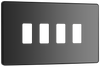 BG RPCDBC4B Evolve Grid Black Chrome 4 Module Rectangular Front Plate - Black Trim
