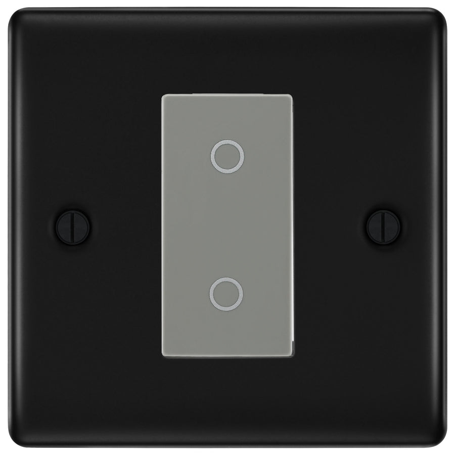 BG Nexus Matt Black Single Master Touch Dimmer Switch Grey Insert