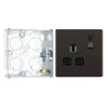 BG Screwless Black Nickel 13A Single Socket FBN21B with 25mm Steel Back Box