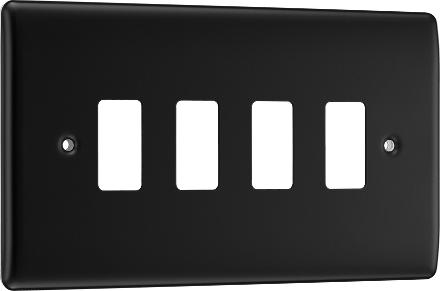 BG RNFB4 Nexus Metal Matt Black 4 Module Grid Front Plate