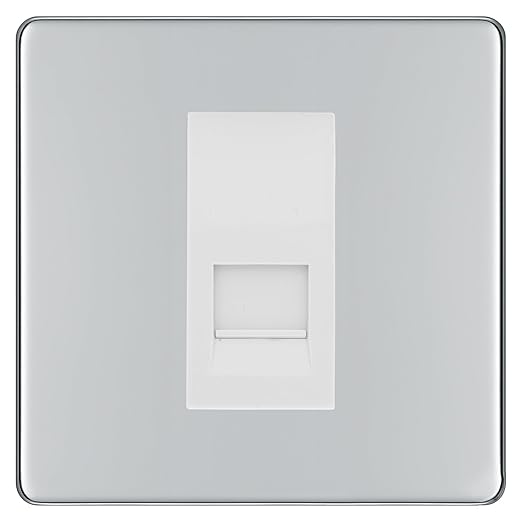 BG Screwless Polished Chrome Single IDC Secondary Telephone Socket - White Insert